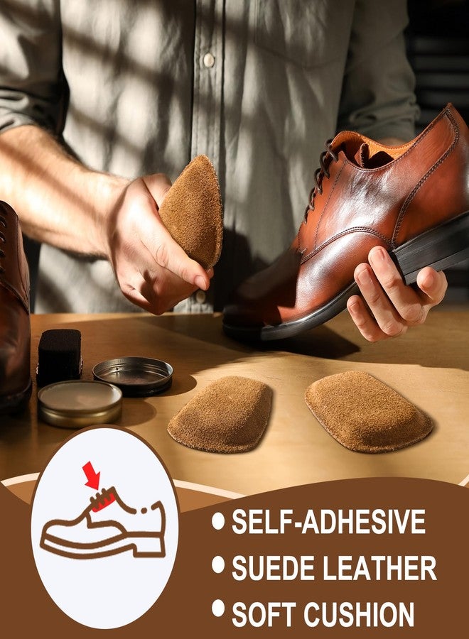 Shyyween 3 Pairs Shoe Tongue Pads Soft Suede Leather Self Adhesive Inserts for Men Women Handmade Elastic Foam Shoe Padding for Solves Loose Shoes Problem(Brown,Size L) - Image 4